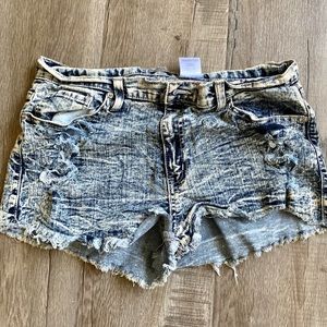 Distress jean shorts